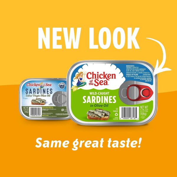 Chicken of the Sea Sardines in Olive Oil, Wild Caught, 3.75 oz. Can (Pack of 18)