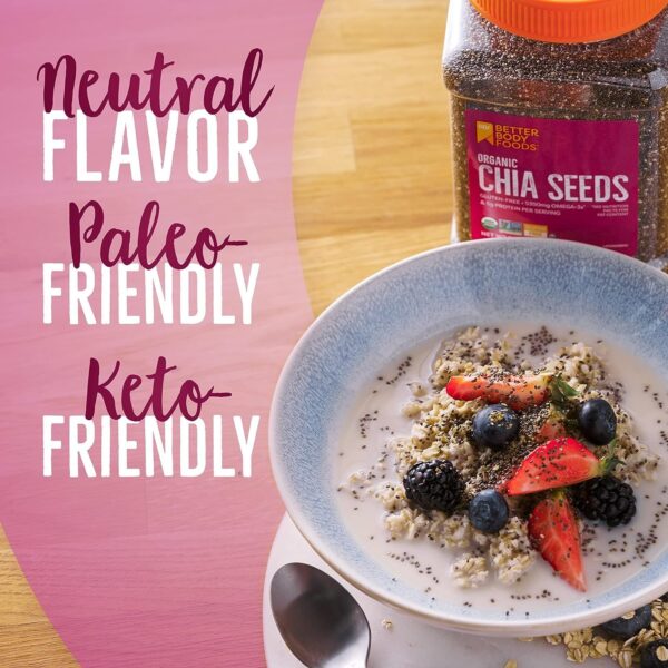 BetterBody Foods Organic Chia Seeds with Omega-3, Non-GMO, Gluten Free