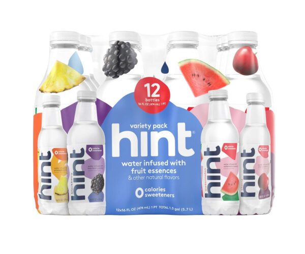Hint Water(Pack of 12), 16 Ounce Bottles, 3 Bottles Each of: Watermelon, Blackberry, Cherry, and Pineapple