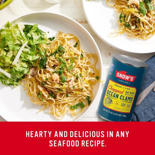 Snow's Ocean Chopped Clams Canned, 51 oz Can - 7g Protein per Serving