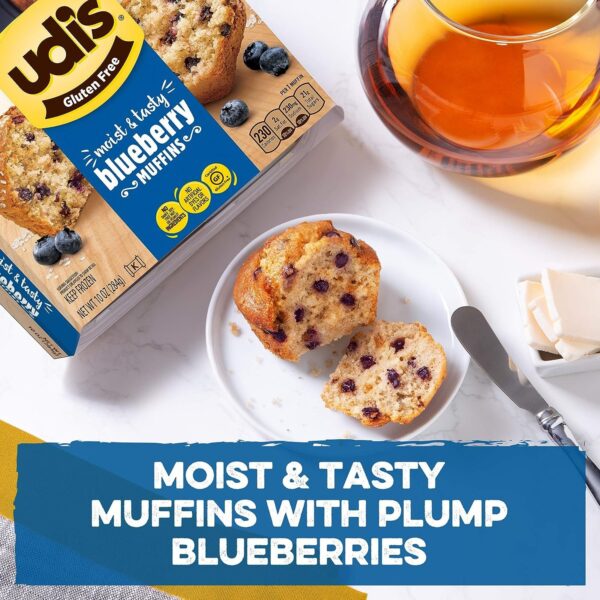 Udi's Gluten Free Blueberry Muffins, Frozen, 10 oz 4 ct, 10 oz (frozen)